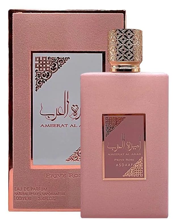 Lattafa Asdaaf Ameerat Al Arab Prive Rose Eau de Parfum Spray for Women, 3.4 Ounce