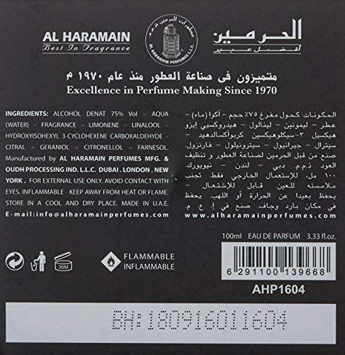 Al Haramain L'aventure Eau De Parfum Spray for Men, 3.33 Fl Oz